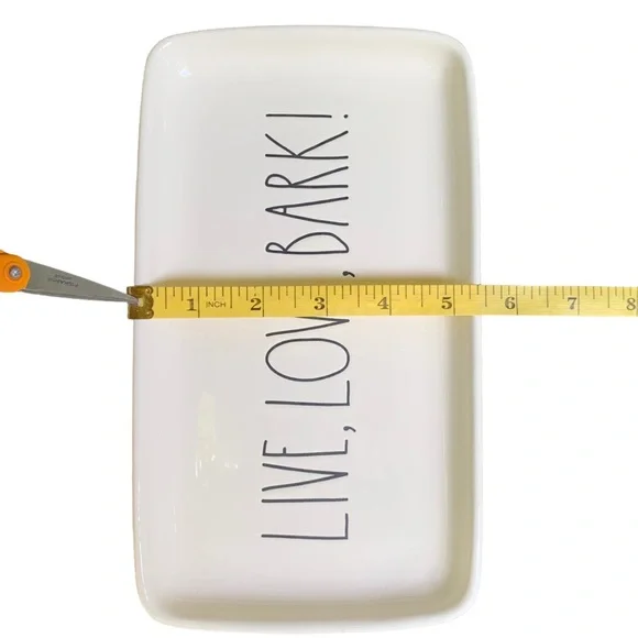 Rae Dunn LIVE LOVE BARK Dish Tray Trinket Holder White Dimples NWT 2017 OG - Picture 13 of 15